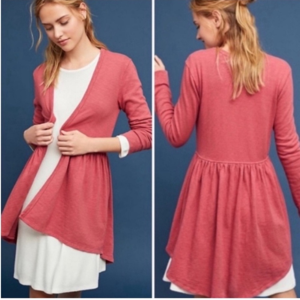 Anthropologie | t.la Beria Pink Peplum Cardigan Sweater Woman’s XS